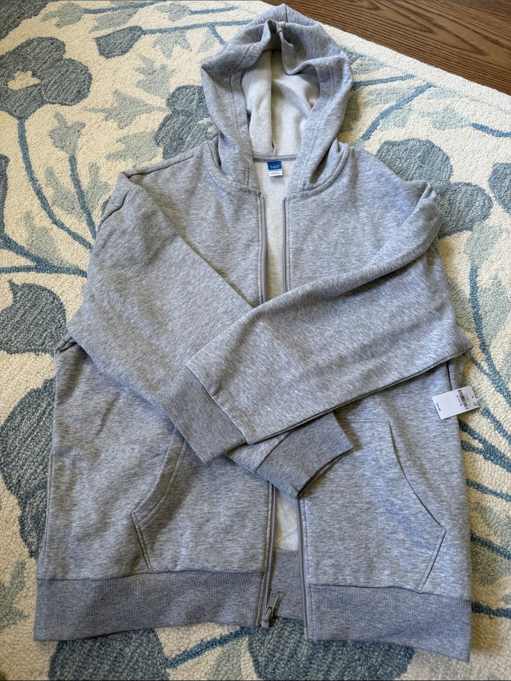 Old Navy Light Gray Kids Full-Zip Hooded Sweatshirt